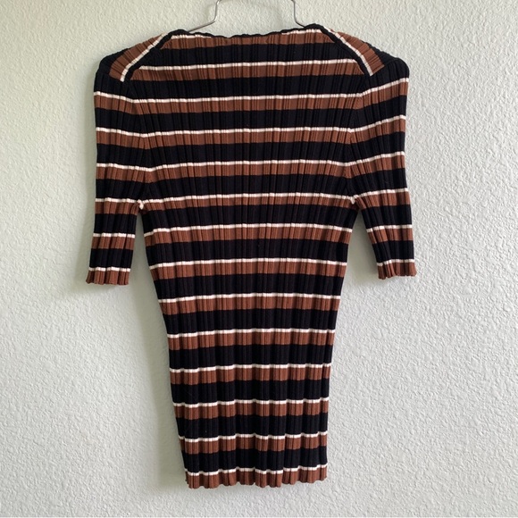 THEORY stripe blouse size small cotton blend top shirt scoop neck - Picture 2 of 9